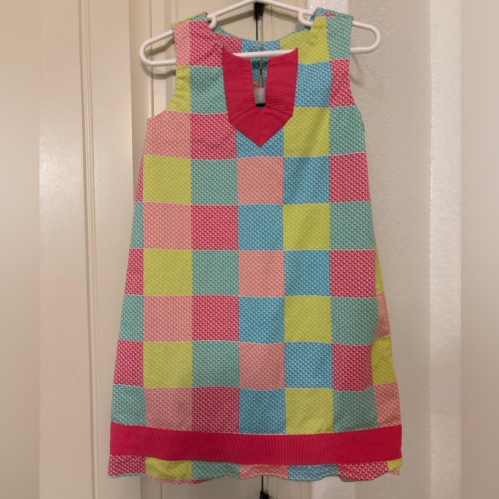 Vineyard Vines Girls Dress Size 5 Colorful Patchwork Shift Dress Preppy